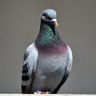 Gray pigeon on gray ledge