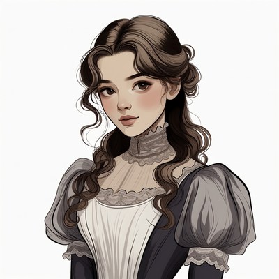 Victorian woman in lace dress