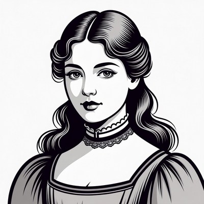 Victorian woman portrait illustration