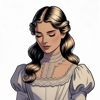 Victorian woman in lace dress