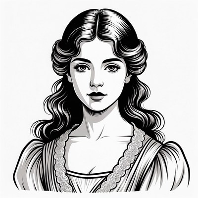 Victorian woman portrait illustration
