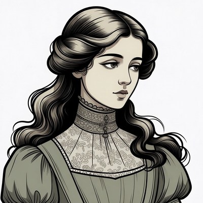 Victorian woman in lace collar dress