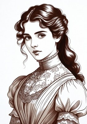 Victorian woman in lace dress