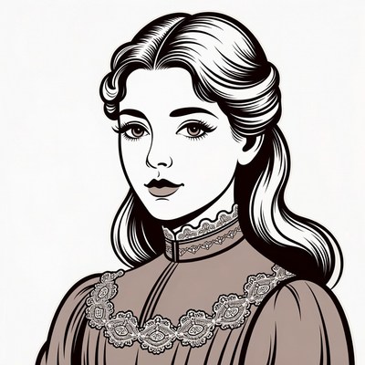 Victorian woman portrait illustration