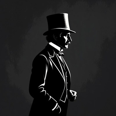 Man in Tuxedo and Top Hat Silhouette