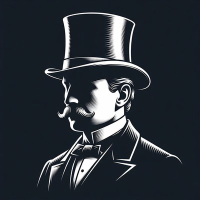 Victorian Gentleman in Tuxedo and Top Hat
