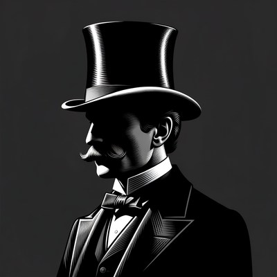 Man in top hat and tuxedo silhouette