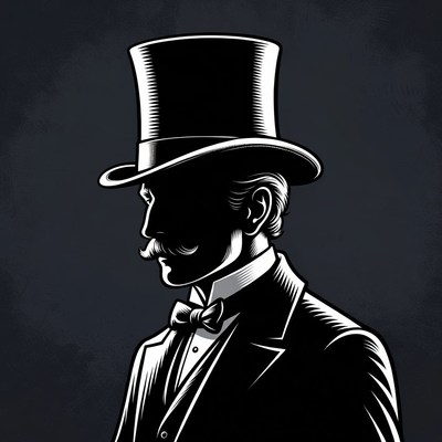Victorian Gentleman in Tuxedo Silhouette