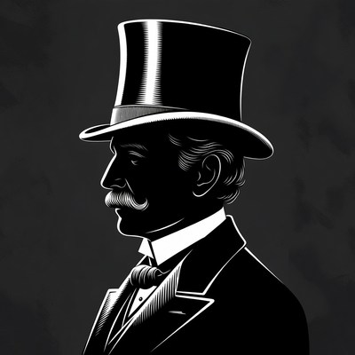 Victorian Gentleman in Tuxedo Profile