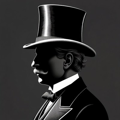 Victorian man in top hat silhouette