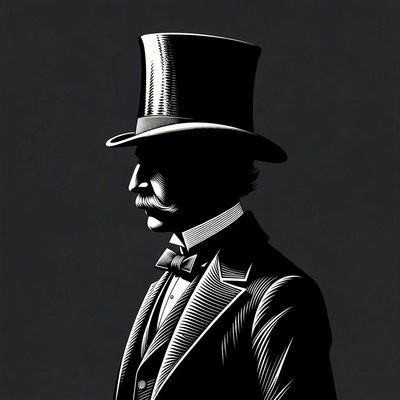 Victorian man in top hat silhouette