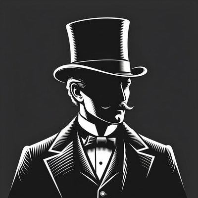 Victorian Gentleman in Tuxedo and Top Hat