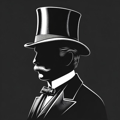 Victorian man in top hat silhouette