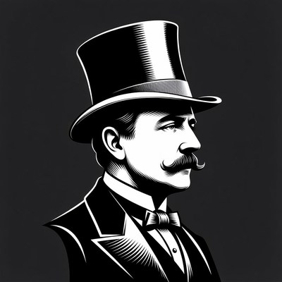 Victorian Gentleman in Tuxedo and Top Hat