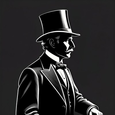 Victorian Gentleman in Tuxedo and Top Hat