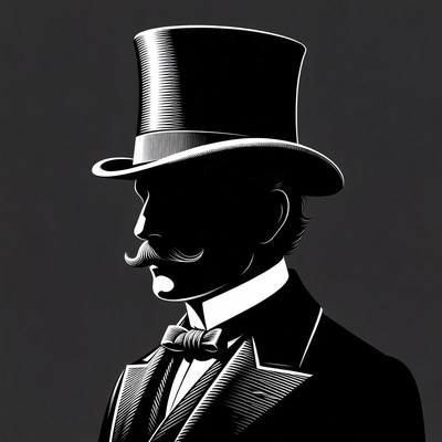 Man in Tuxedo and Top Hat Silhouette