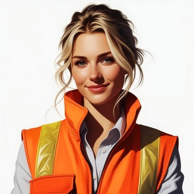 Blonde woman in safety vest
