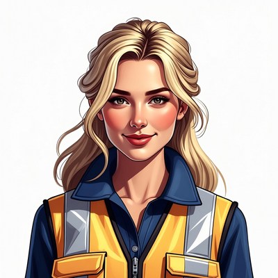 Blonde woman in hi-vis vest