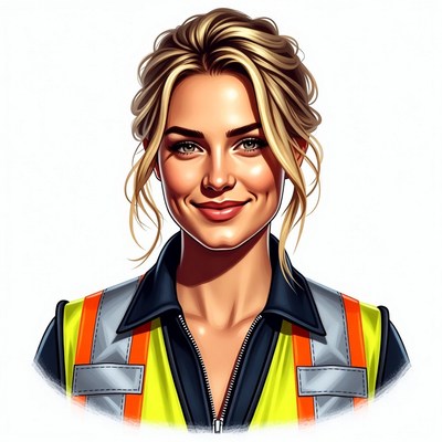 Blonde woman in high-visibility vest