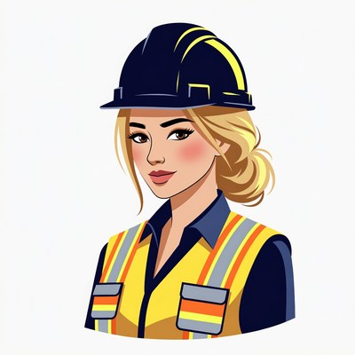 Blonde woman in hard hat and vest