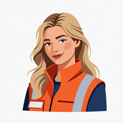 Blonde woman in orange safety vest