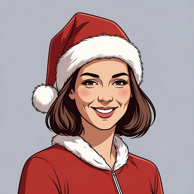 Smiling woman in Santa hat