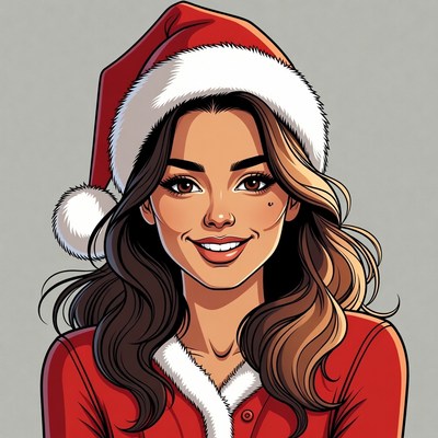 Smiling Woman in Santa Hat