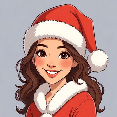 Smiling Woman in Santa Hat