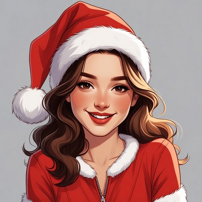 Smiling Woman in Santa Hat