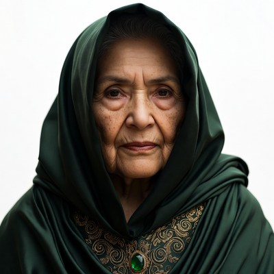 Elderly woman in green hijab
