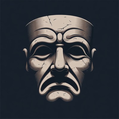 Ancient Tragedy Mask Illustration