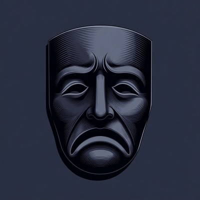 Sad Theater Mask Illustration