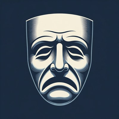 Tragedy Theater Mask Illustration