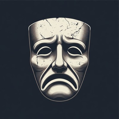 Sad Theater Mask Illustration