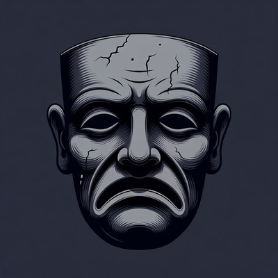 Ancient Tragedy Mask Illustration