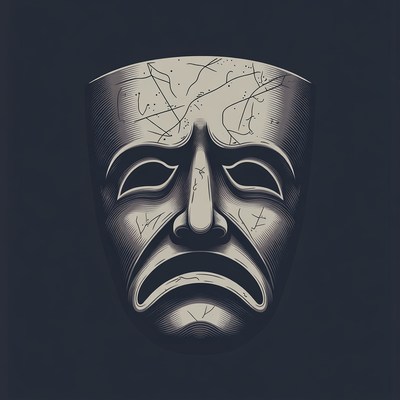 Ancient Tragedy Mask Illustration