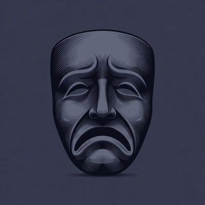 Sad Theater Mask Illustration