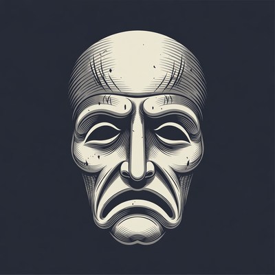 Greek Tragedy Mask Illustration