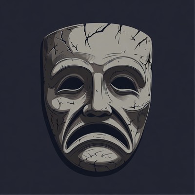 Cracked Tragedy Theater Mask