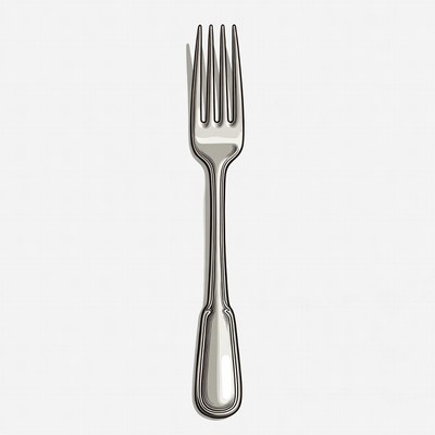 Silver Fork on White Background