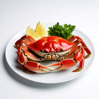 Red Crab on White Plate