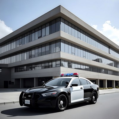 Police Car Parked in Front of Building