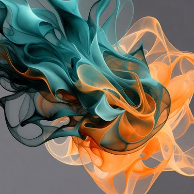 Abstract teal orange fluid waves