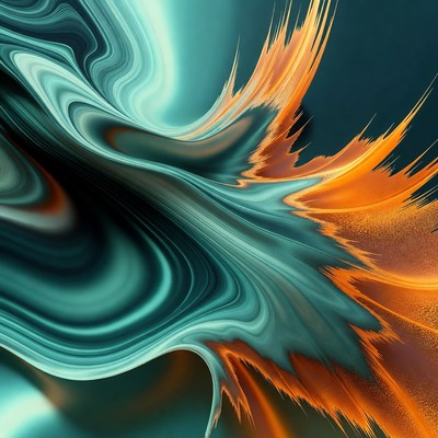 Abstract teal orange fluid waves
