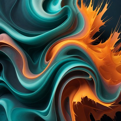 Abstract teal orange fluid waves