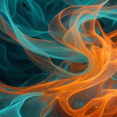 Swirling Teal and Orange Abstract Waves