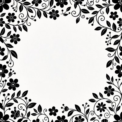 Black Floral Frame Border