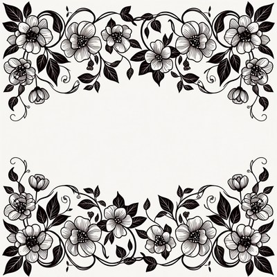 Black Floral Border Frame