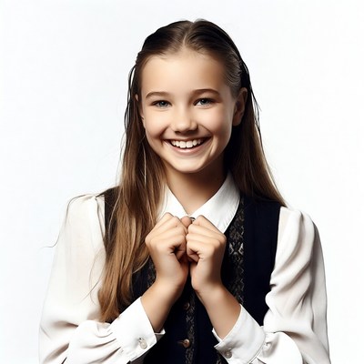 Smiling girl in school uniform