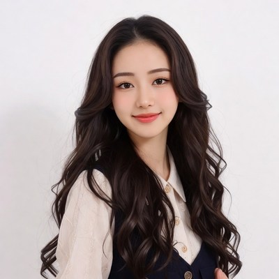 Asian woman in navy vest smiling